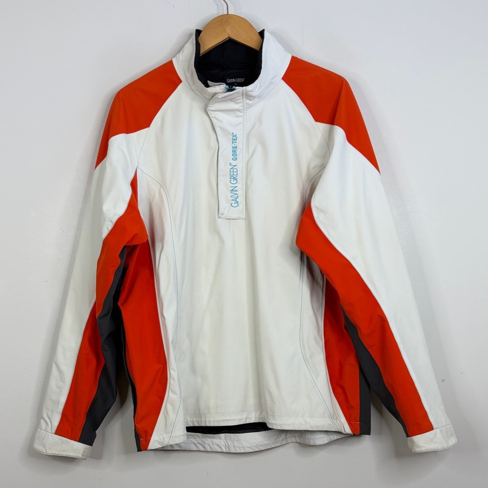 Galvin Green Jacket Mens XL White Orange Gray GTX Half Zip Golf Waterproof